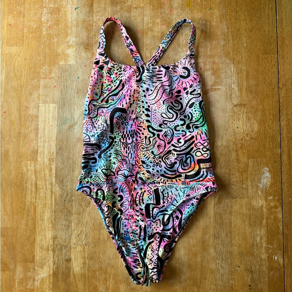 Kulani Kinis Cheeky Cross Back Level One Piece Swimsuit — Miami Disco